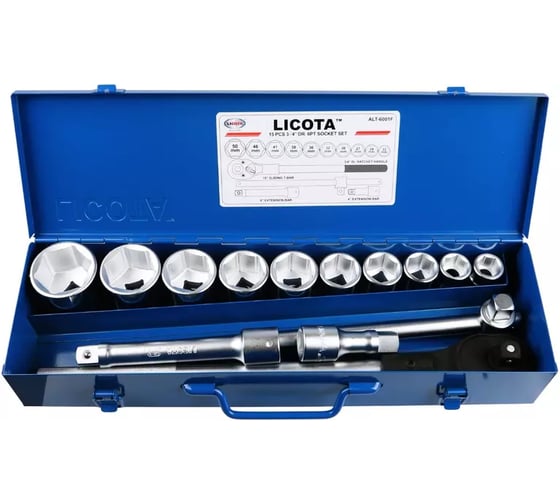 Набор торцевых головок Licota 3/4, 6-ти гранных, 15 пр., 22-50 мм ALT-6001F