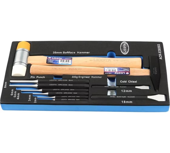 Набор молотков и ударно-режущего инструмента Licota 10 пр., в ложементе EVA ACK-E38303