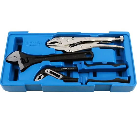 Набор Licota ручные тиски, переставные клещи, разводной ключ, в ложементе-кейсе ACK-B3012