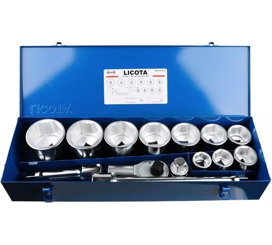 Набор торцевых головок Licota 1, 6-ти гранных, 15 пр., 36-80 мм TSK-20141-6