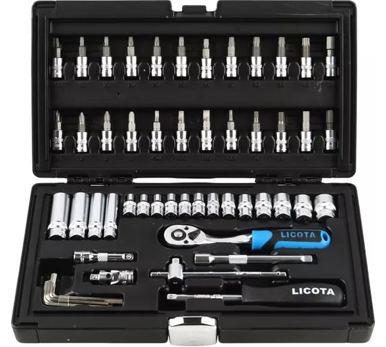 Набор торцевых головок Licota 1/4 6-ти гранных 54 пр., 4-14 мм ALK-8003F