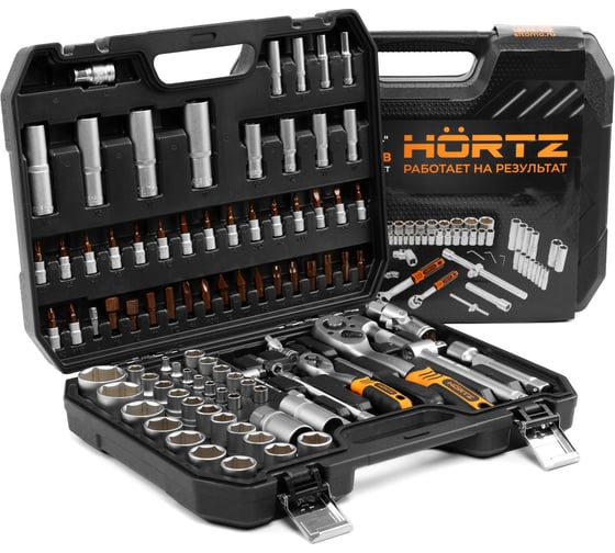 Набор инструментов HORTZ 94 предмета 1/2 - 1/4, CRV, профессиональный в кейсе 120395
