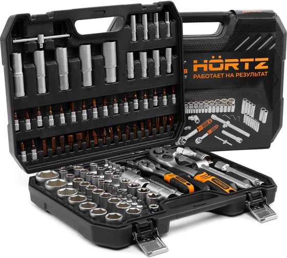 Набор инструментов HORTZ 108 предметов 1/2 - 1/4, CRV, профессиональный в кейсе 1187697