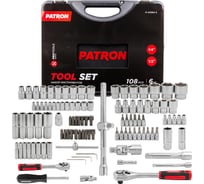 Набор инструментов Patron 108 предметов 1/2", 1/4" (6гр.)(4-32мм) P-41082-5(27970)