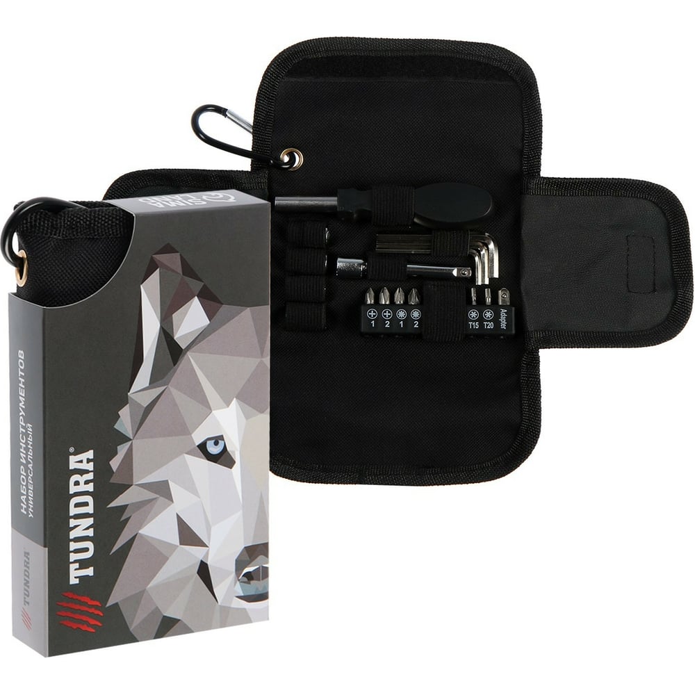 Набор инструментов TUNDRA, подарочный чехол с карабином, 19 предметов ...