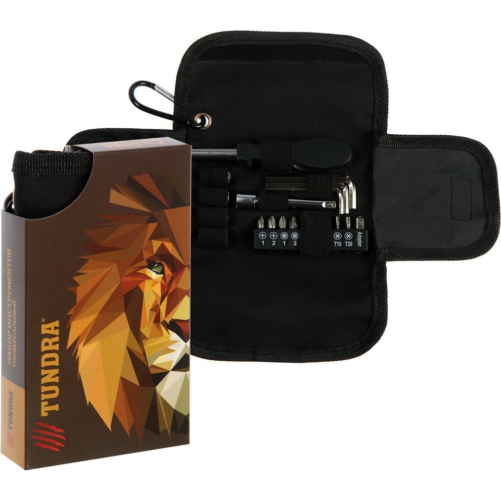 Набор инструментов TUNDRA, подарочный чехол с карабином, 19 предметов ...