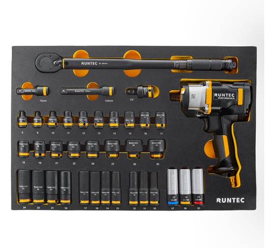 Набор с динамометрическим ключом и ударными головками RUNTEC 1/2, 8-32 мм, CrMo в ложементе EVA, 36 предметов RT-IST1E36F