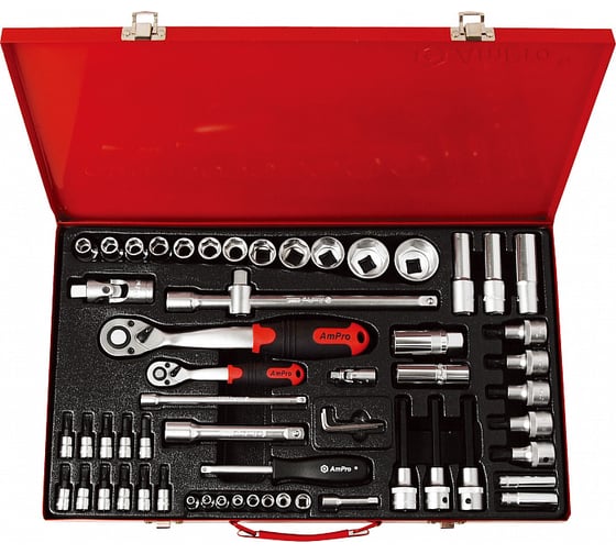 Набор головок и аксессуаров AmPro 1/4 и 1/2, 60 предметов T45417