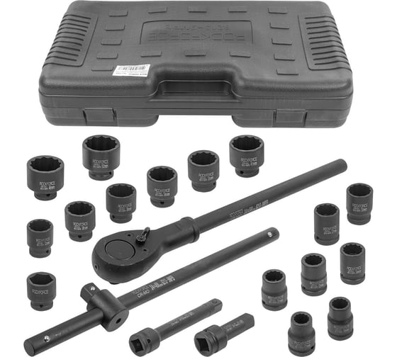 Набор головок ударных Rockforce глубоких, 21 предмет, 3/4" 12-гранных RF-6213-9MPB