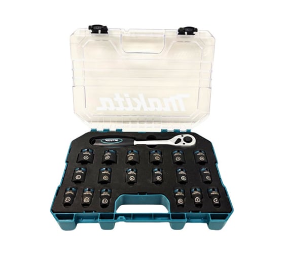 Набор трещотка + торцовые головки Makita 1/2 (8-27 мм) 19шт E-30069