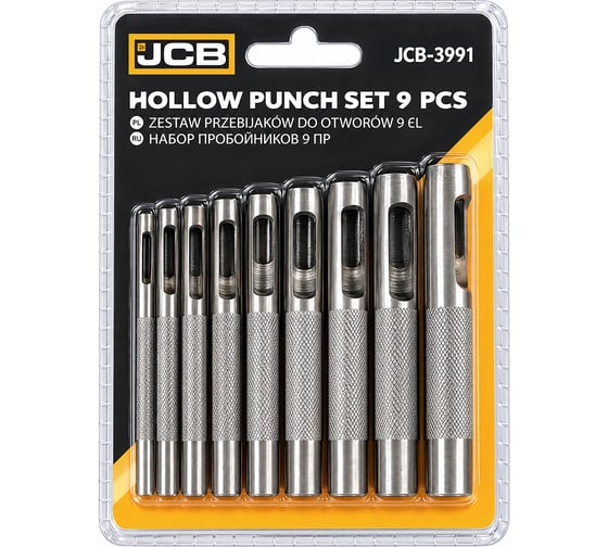 Набор пробойников JCB 9пр. (3, 4, 5, 6, 7, 8, 9, 10, 12мм) JCB-3991(68570)
