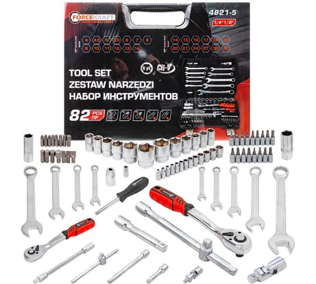 Набор инструментов Forcekraft 82 пр. 1/2", 1/4" 6гр., 4-32 мм Profi 16212 FK-4821-5(16212)
