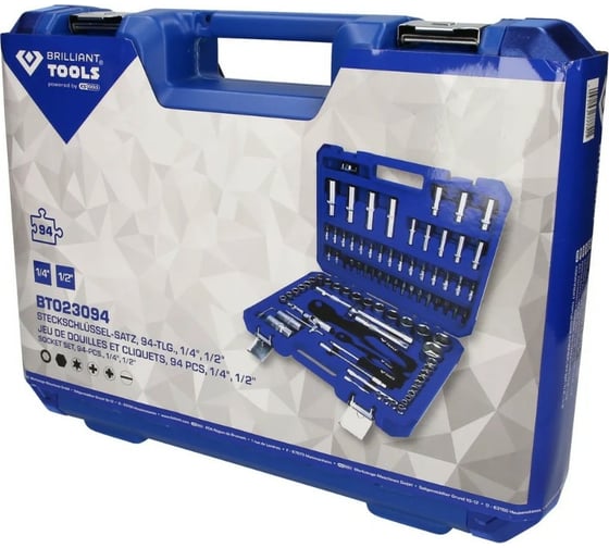 Комплект торцевых ключей Brilliant Tools, 94 шт, 1/4", 1/2" BT023094