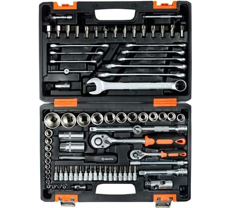 Набор инструментов Вихрь АВТО, 1/2 , 1/4 , CrV, в кейсе 82 предмета 73/6/7/6