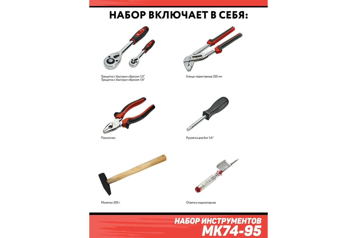 Набор инструментов Дед Макар МК74-95 74 предмета 00-00015622 - выгодная ...