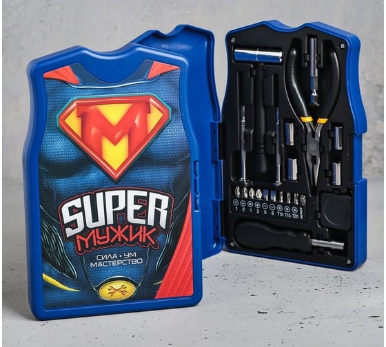 Набор инструментов в майке СИМАЛЕНД  "Super Мужик", 14x22см 4421776 1