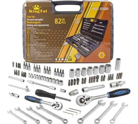 Набор инструментов KingTul 82 пр, 1/2'', 1/4'', 6гр. KT-4821-5EURO 51581