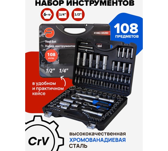 Набор инструмента Forsage 108пр.1/4''&1/2''(6гр.)(4-32мм) F-41082-5EURO(51311)