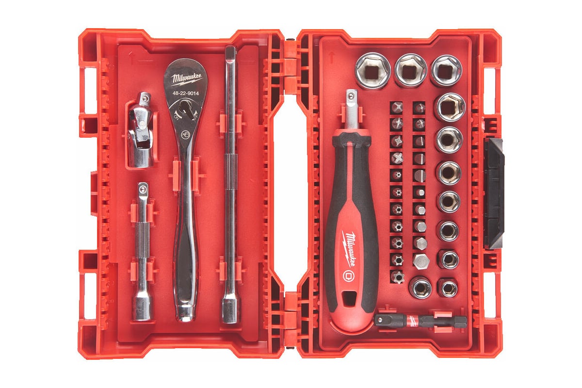 Набор ударных бит и головок с трещоткой Milwaukee 1/4", 38 ед ...