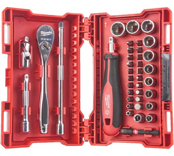 Набор ударных бит и головок с трещоткой Milwaukee 1/4", 38 ед. 4932479096 1