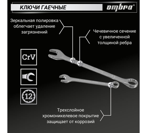 Универсальный набор инструмента Ombra OMT82S12 с 12-гр. головками, 82 предмета 55377 055377