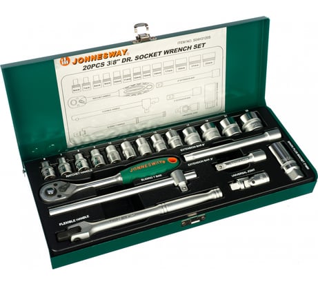 Набор торцевых головок (3/8"DR; 6-23 мм; 20 предметов) Jonnesway S04H3120S