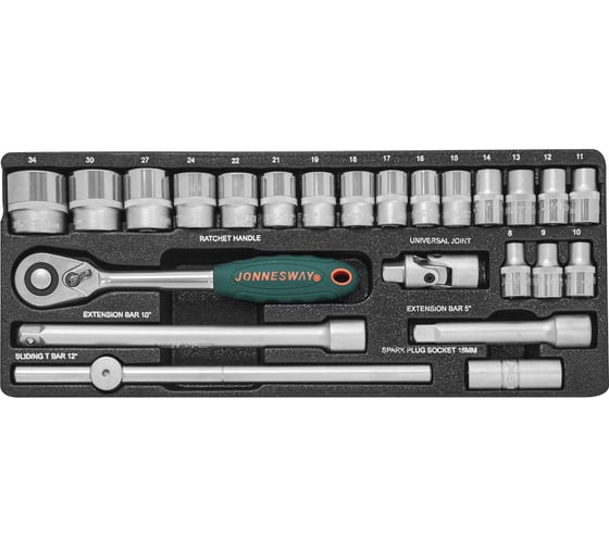Набор торцевых головок Jonnesway S04H4724S 1/2" 8-34 мм, 24 предмета 047483