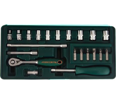 Набор торцевых головок (1/4"DR; 4-13 мм; 21 предмет) Jonnesway S04H2721S