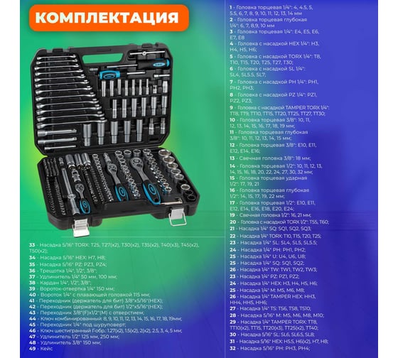 Набор инструментов STARTUL PRO Le Mans 1/4", 3/8", 1/2" 6 граней, 219 предметов PRO-219L