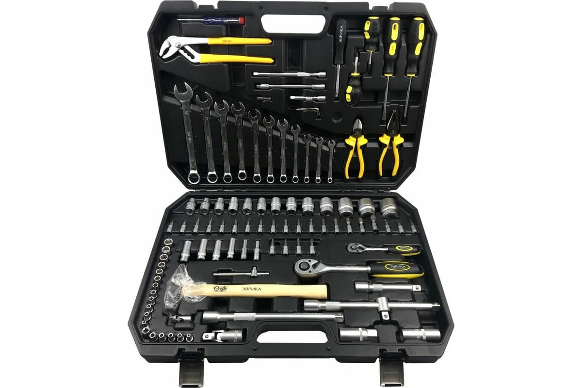 Набор инструмента ЭВРИКА 1/4", 1/2" DR, 6-гранный, 101 предмет ER-80001 ...