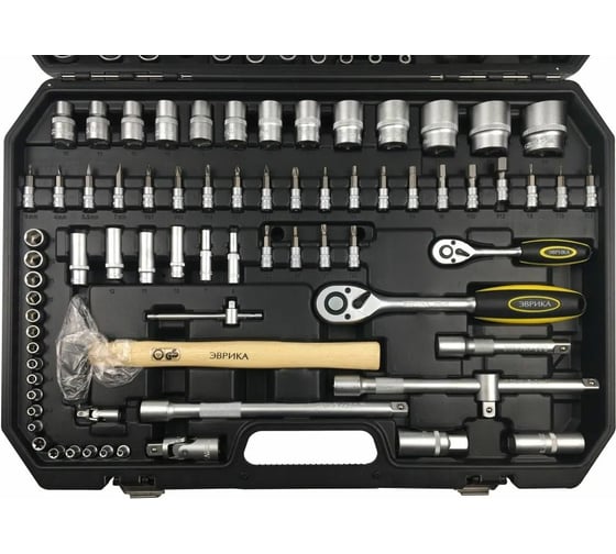 Набор инструмента ЭВРИКА 1/4", 1/2" DR, 6-гранный, 101 предмет ER-80001