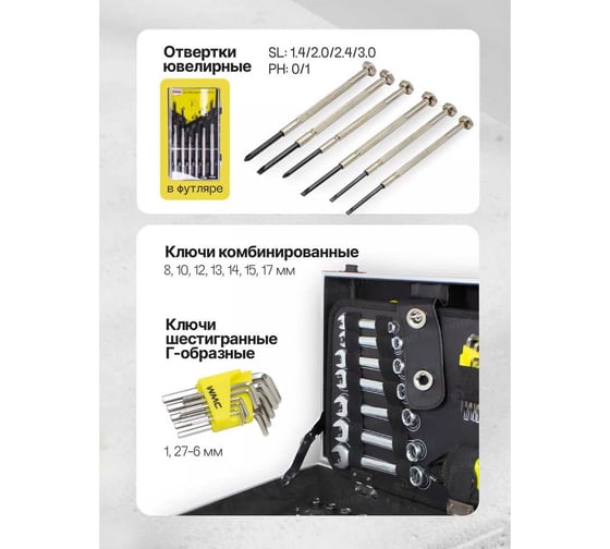 Набор инструмента WMC TOOLS 91 пр. в чемодане WMC-1091 WMC-1091(50706)