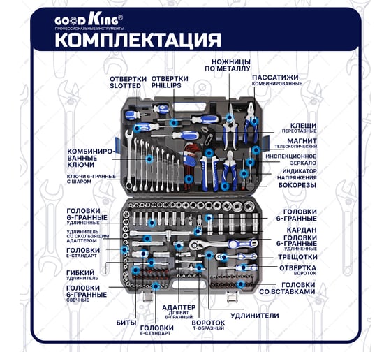 Набор инструментов для автомобиля GOODKING 142 предмета M-10142