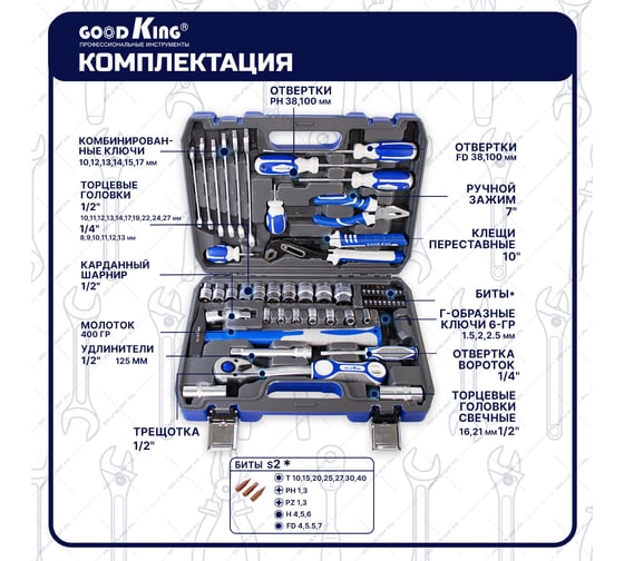 Набор инструментов для автомобиля GOODKING 61 предмет M-10061