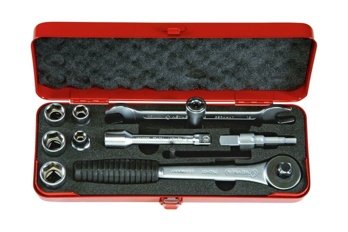 Сантехнический набор инструмента DR 1/2\", 11 пр., в металлическом кейсе ...