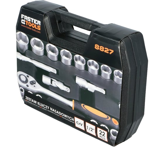 Набор торцевых головок FASTER TOOLS 1/2" CR-V 22 шт. 8827