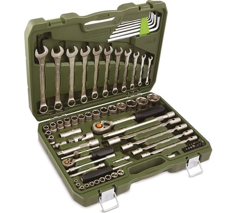 Набор головок Дело Техники 1/4", 1/2" с комбинированными ключами, 77предм. 620777