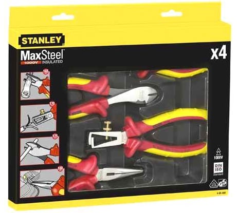 Набор из плоскогубцев и кусачек электрика 4 шт STANLEY MaxSteel VDE 1000V 4-84-489