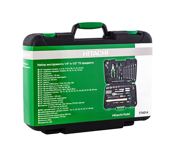 Набор инструмента Hitachi 1/4" и 1/2" 72 шт HTC-774014