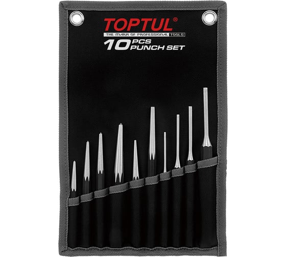 Набор выколоток и кернеров TOPTUL 10 шт на полотне GPAQ1001