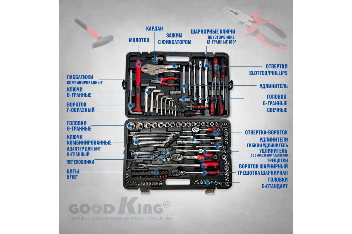 Набор инструментов для автомобиля GOODKING 147 предметов M-10147 - выгодная  цена, отзывы, характеристики, фото - купить в Москве и РФ