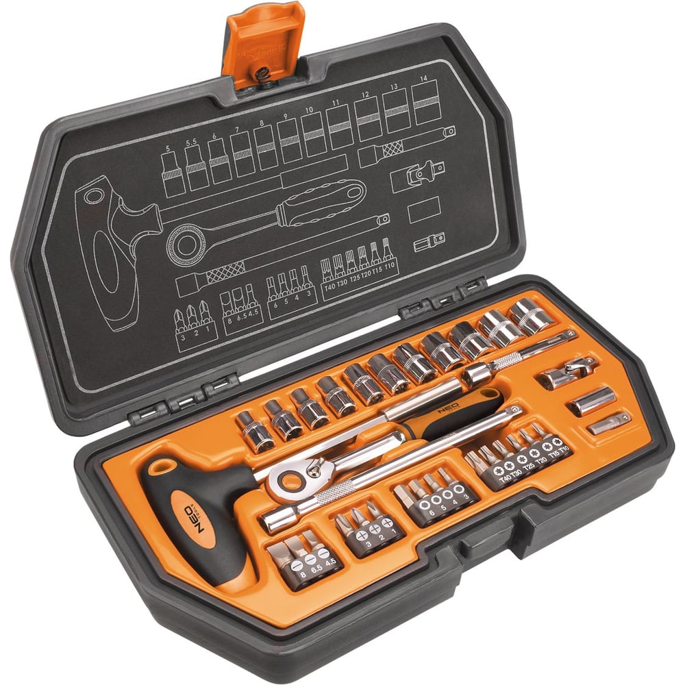  сменных головок 1/4 NEO Tools 34 шт 08-601 - выгодная цена .