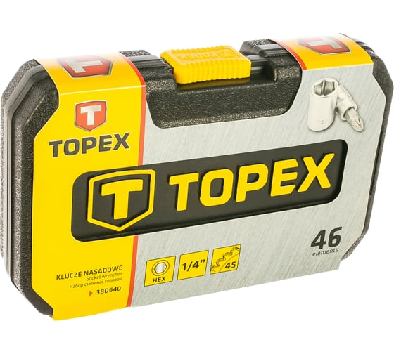Головки сменные 46 шт. (1/4", CrV) TOPEX 38D640