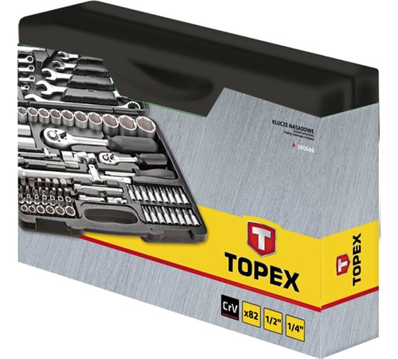 Набор сменных головок и насадок TOPEX 1/4", 1/2" 82 шт. 38D686
