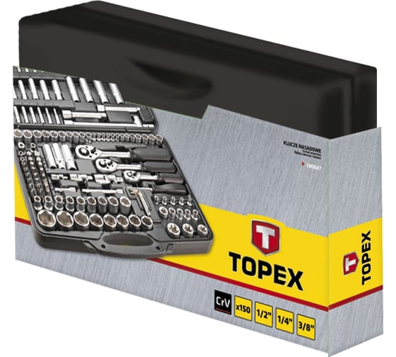 Набор сменных головок и насадок TOPEX 1/2", 1/4", 3/8" 150 шт. 38D687