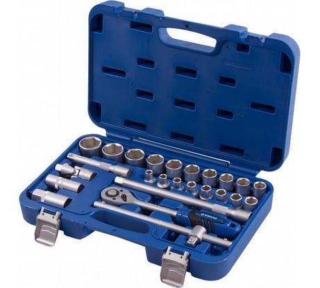 Набор торцевых головок 1/2, 25шт, кейс КОБАЛЬТ 010202-25