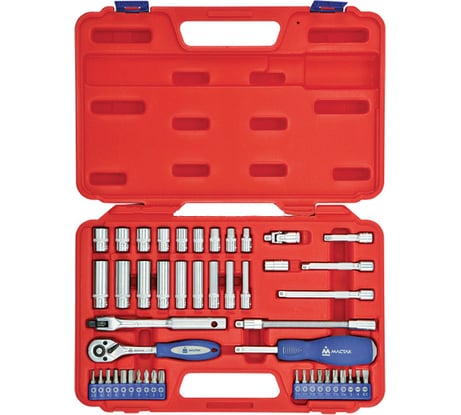 Набор торцевых головок с принадлежностями 1/4", 5-13мм, 47шт МАСТАК 0-247C