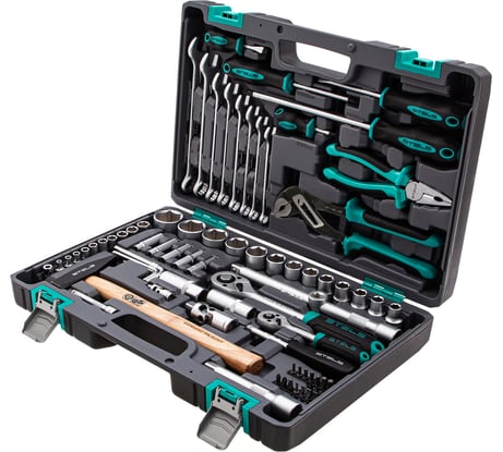 Набор инструментов STELS 1/2", 1/4", CrV, пластиковый кейс, 76 предметов 14104