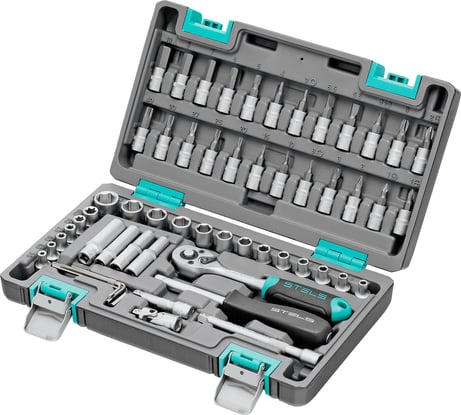 Набор инструментов STELS 1/4 CrV пластиковый кейс 57 предметов 14101
