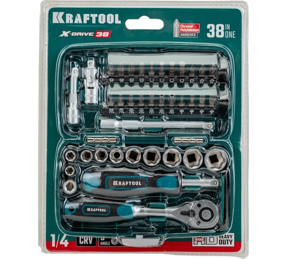 Универсальный набор инструмента KRAFTOOL Universal-38 1/4", 38 предметов 27970-H38